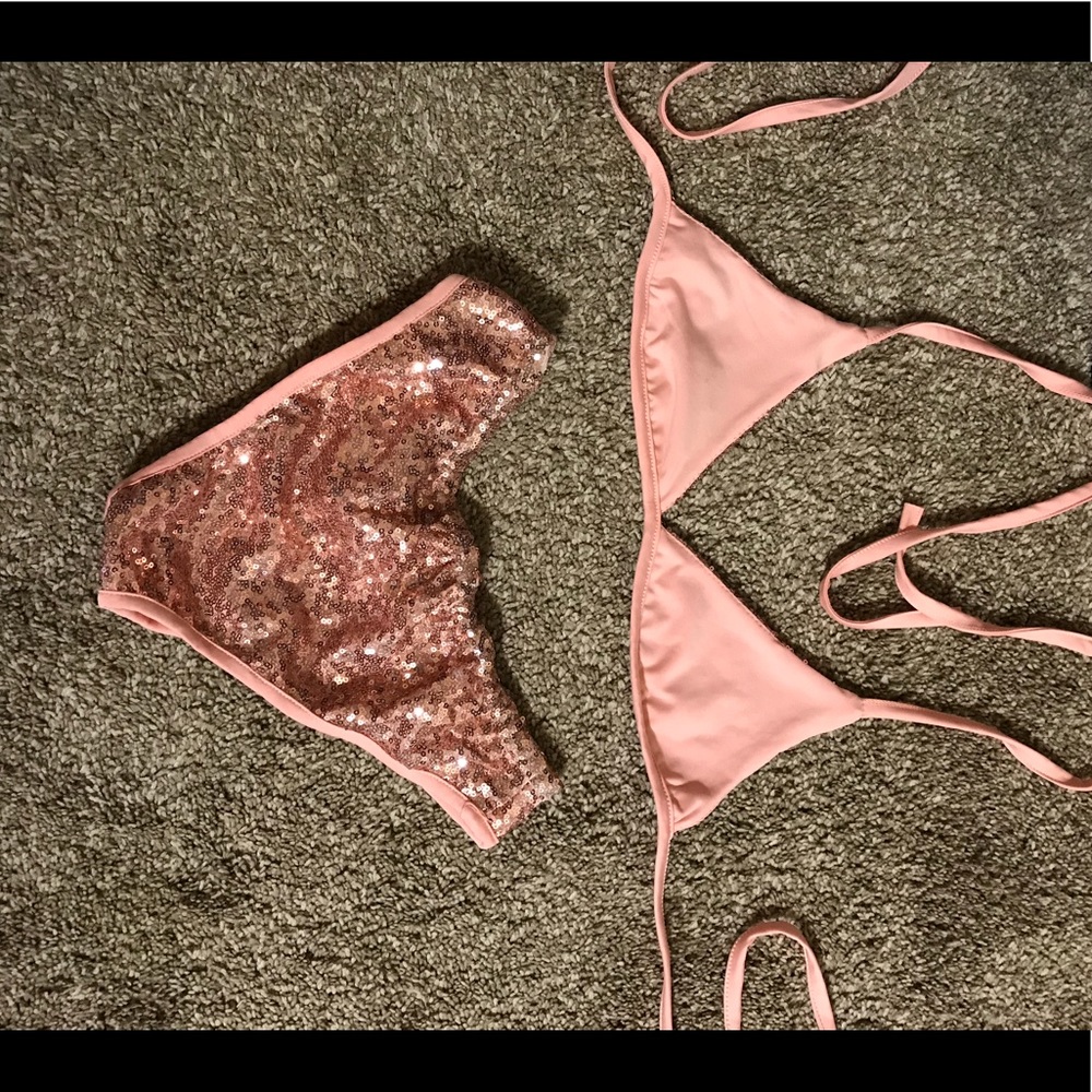 Rose Gold Glitter Sequins Bikini